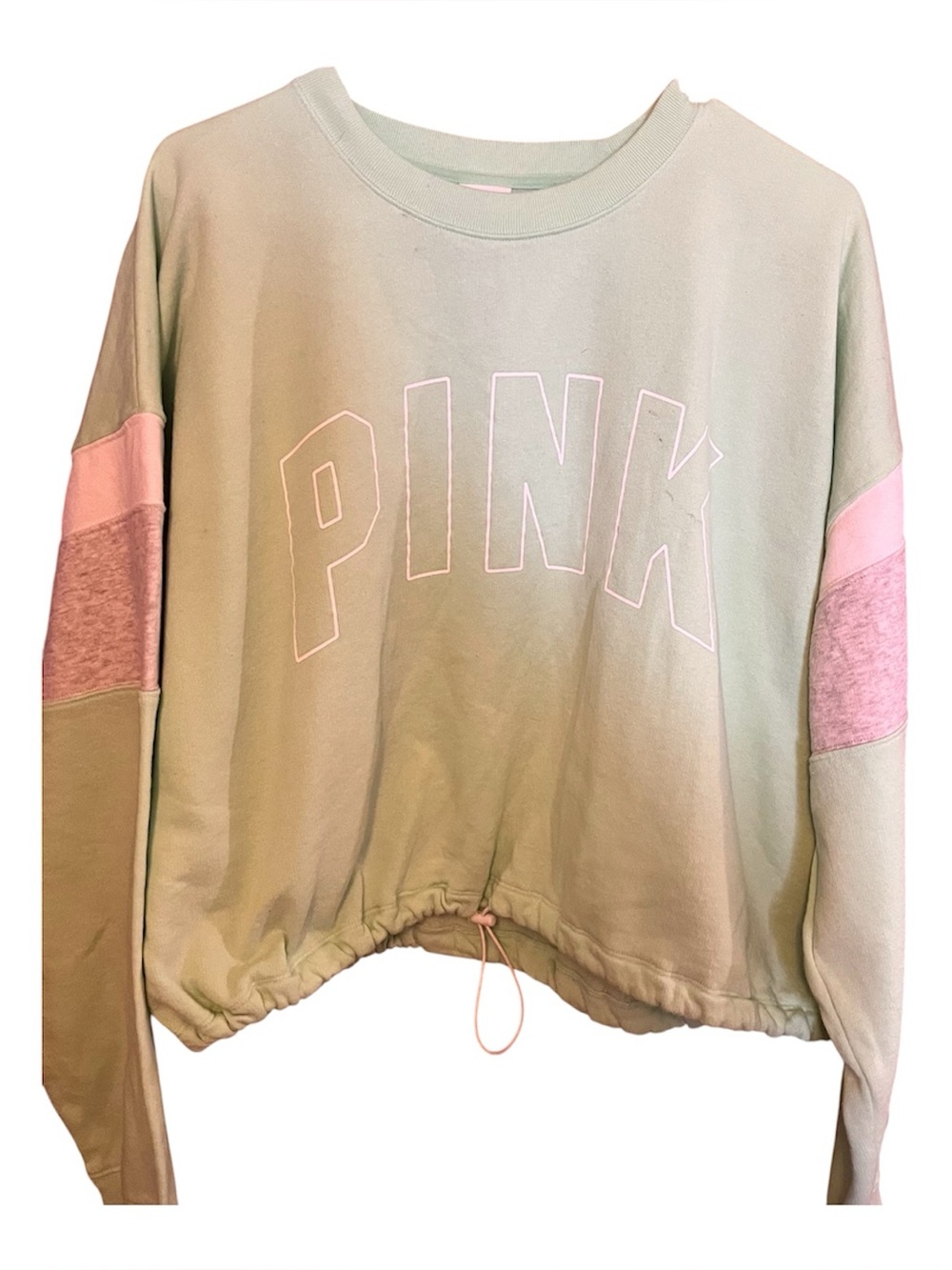 Victoria secret Green and Pink Cropped Sweatshirt
